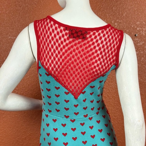 Voodoo Vixen Heart Patterned Dress with Red Accents Size Small.  E73 - Picture 4 of 17